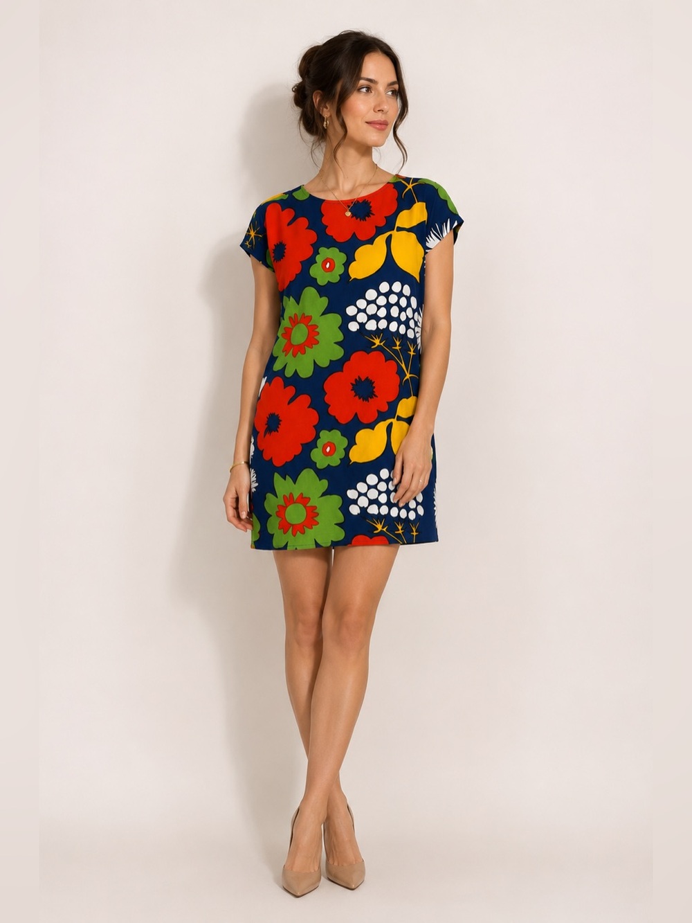 Marimekko for Target‎ Floral Shift Dress XS Mod Scandinavian Pop Art Dopamine